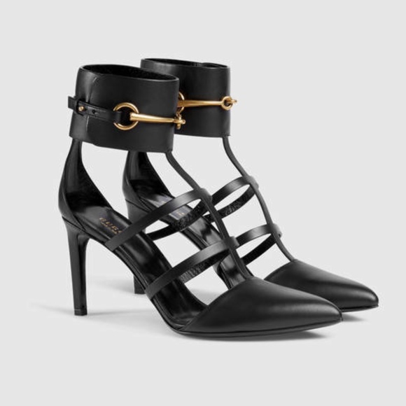Gucci Shoes - Gucci Leather Ankle-Strap Mid-heel Pumps